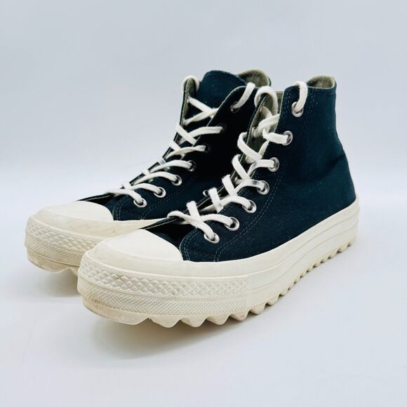 Converse Shoes Womens 8 Black High Top Sneakers Platform Canvas All Star Chucks - Picture 3 of 10